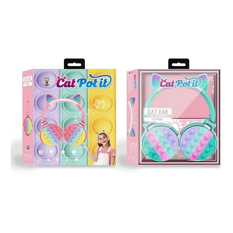 AUDIFONOS BLUETOOTH INALAMBRICO OREJAS GATO POP IT NIÑAS - 7