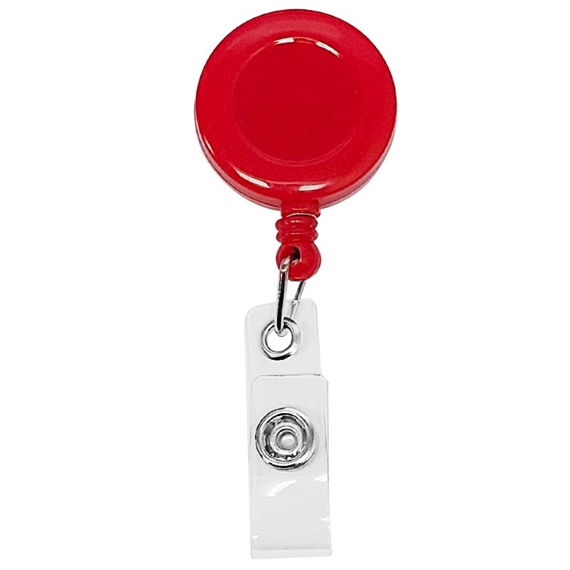 PACK 10 PORTA CREDENCIALES YOYO RETRACTIL ROJO - 1