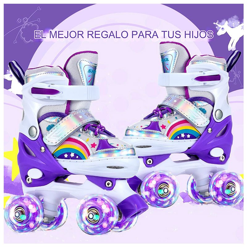 PATINES 4 RUEDAS AJUSTABLE ARCOIRIS PARA NIÑAS MORADO - 3