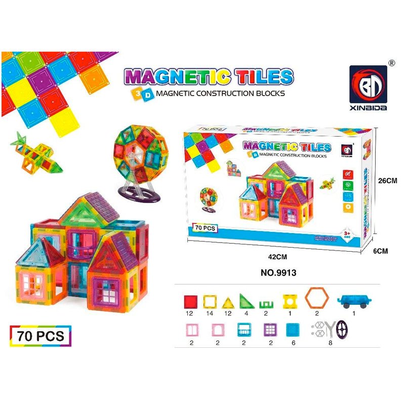 JUEGO BLOCK MAGNETICO 70 PIEZAS DESTREZA HABILIDAD NIÑOS - 4