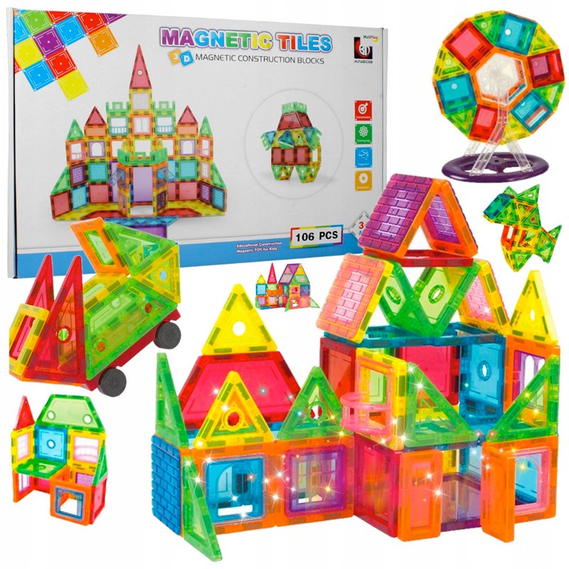 JUGUETE MAGNÉTICO 106 PIEZAS BLOQUES DESTREZA HABILIDAD NIÑOS - 1