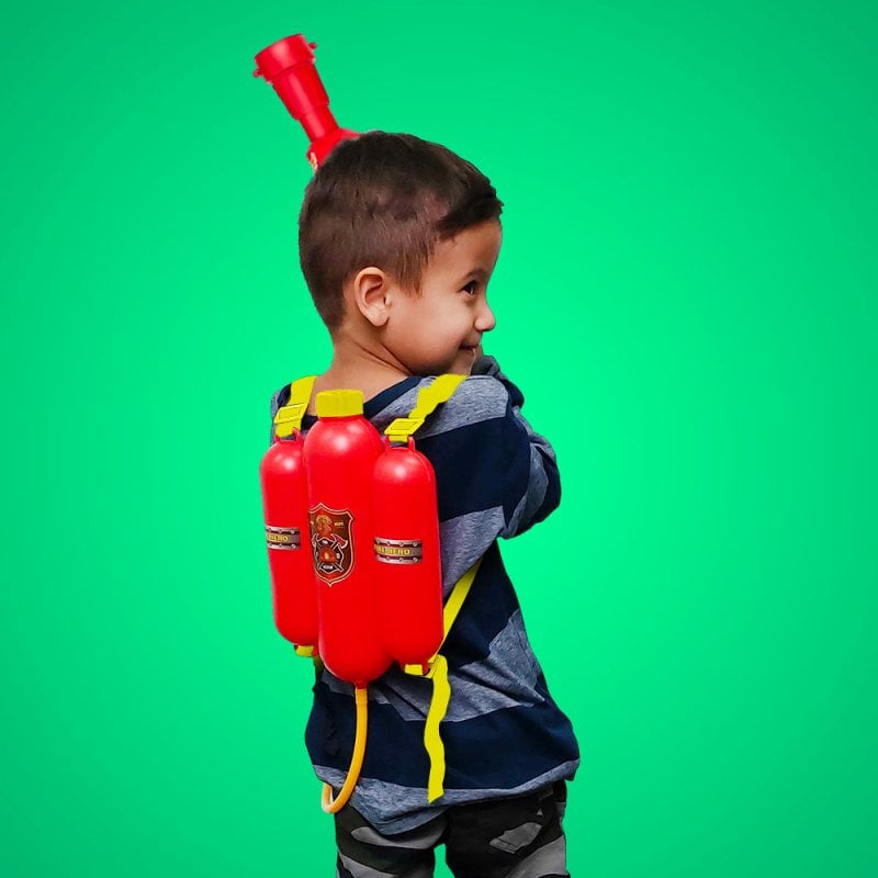 MOCHILA BOMBERO PISTOLA LANZA AGUA CHORRO NIÑOS JUGUETE - 4