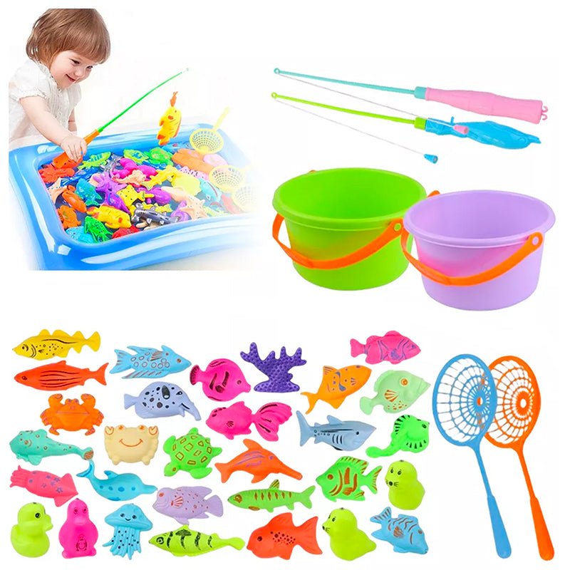 JUEGO DE PESCA 36 PIEZAS PISCINA CUADRADA NIÑOS JUGUETE - 1