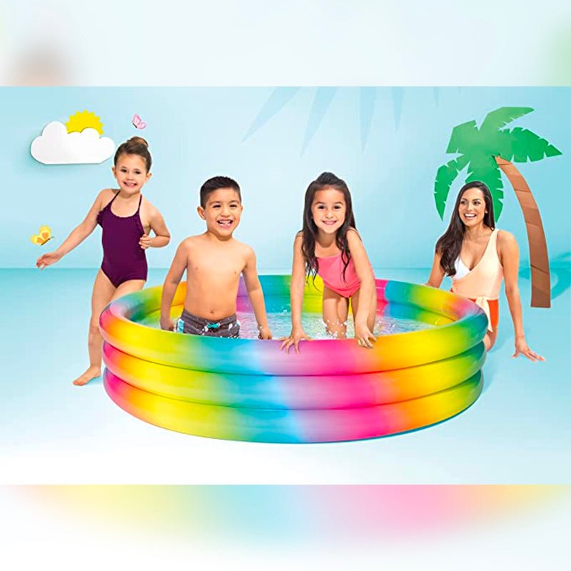 PISCINA INFLABLE RAINBOW 3 ANILLOS 110CM VERANO NIÑOS - 3