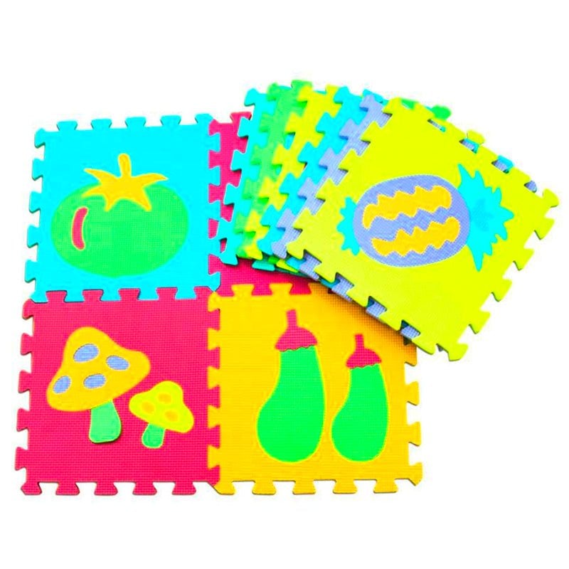 ALFOMBRA GOMA EVA SET 10 CUADROS FRUTAS 30X30 BEBÉS NIÑOS - 1