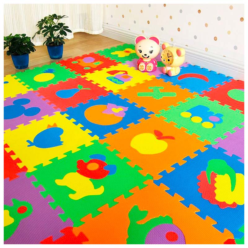 ALFOMBRA GOMA EVA SET 10 CUADROS FRUTAS 30X30 BEBÉS NIÑOS - 2