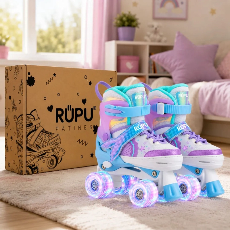 PATINES 4 RUEDAS LED RUPU NIÑAS AJUSTABLE SIRENA AQUAPURPLE - 3