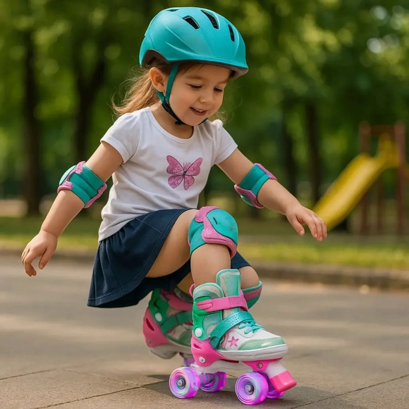 PATINES 4 RUEDAS LED RUPU NIÑAS AJUSTABLE SIRENA AQUAGREEN - 2