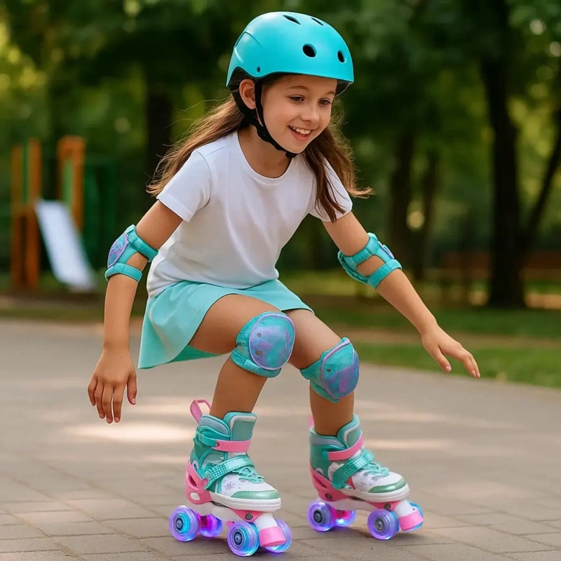 PATINES 4 RUEDAS LED RUPU NIÑAS AJUSTABLE SIRENA AQUAGREEN - 4