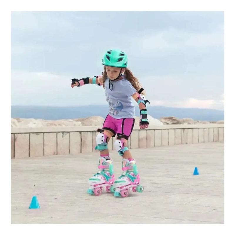 PATINES 4 RUEDAS LED RUPU NIÑAS AJUSTABLE SIRENA AQUAGREEN - 8