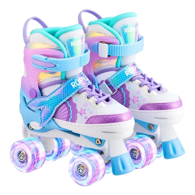 PATINES 4 RUEDAS LED RUPU NIÑAS AJUSTABLE SIRENA AQUAPURPLE - 1