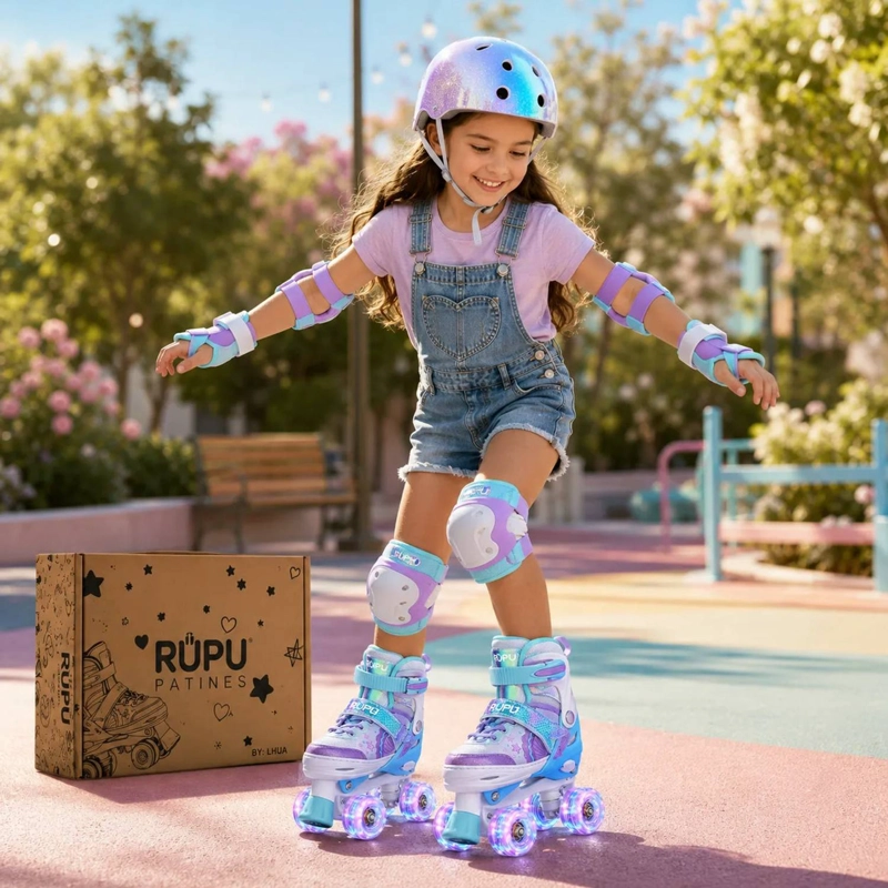 PATINES 4 RUEDAS LED RUPU NIÑAS AJUSTABLE SIRENA AQUAPURPLE - 2