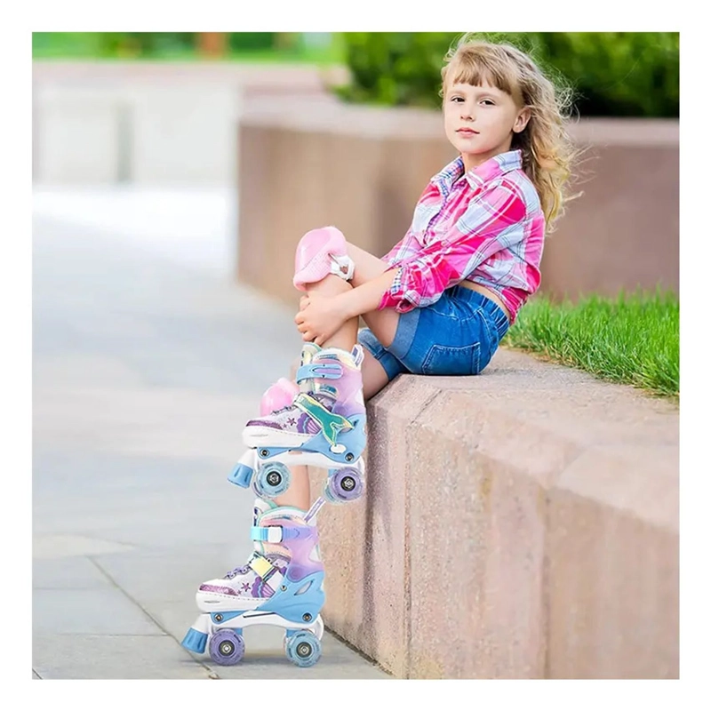 PATINES 4 RUEDAS LED RUPU NIÑAS AJUSTABLE SIRENA AQUAPURPLE - 9