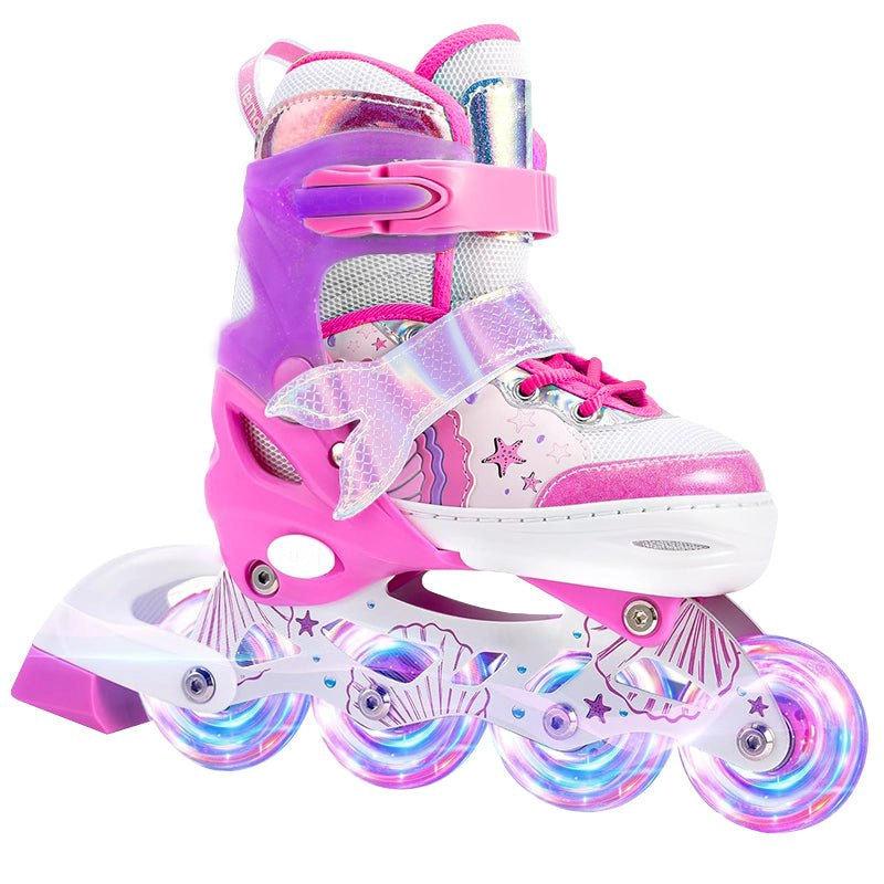 PATINES EN LINEA NIÑAS AJUSTABLE RUPU SIRENA AQUAPINK RUEDAS LED - 3