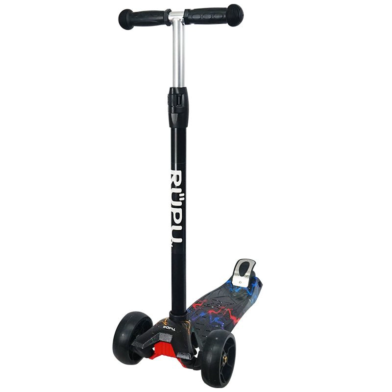 SCOOTER MONOPATIN RUPU RAYO NEGRO NIÑOS REGULABLE RUEDA LED - 3