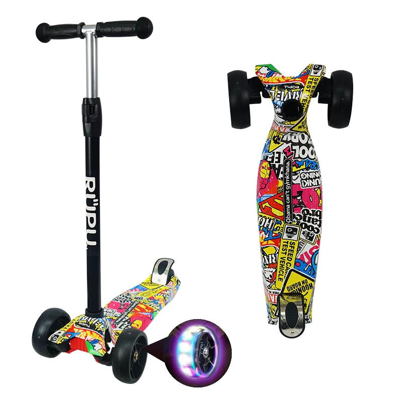 SCOOTER MONOPATIN RUPU CARTOONS NIÑOS REGULABLE RUEDA LED - 1