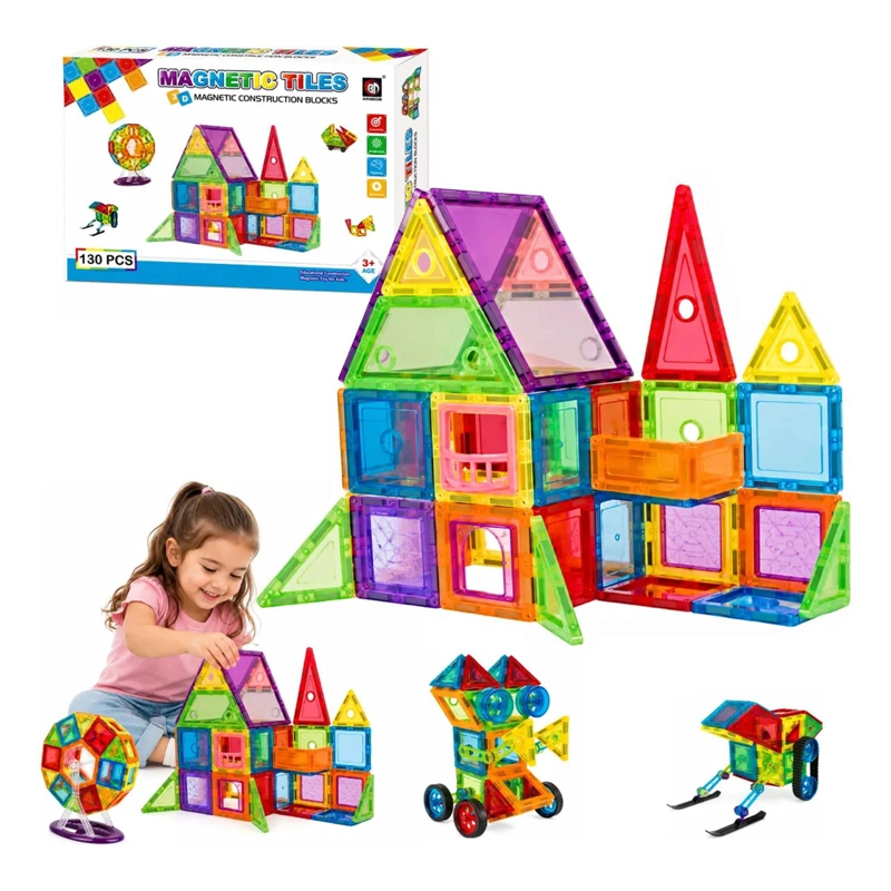 JUEGO DE BLOQUES DE CONSTRUCCION MAGNE TICOS 3D 130 PCS NIÑOS - 1