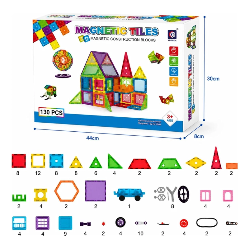 JUEGO DE BLOQUES DE CONSTRUCCION MAGNE TICOS 3D 130 PCS NIÑOS - 3