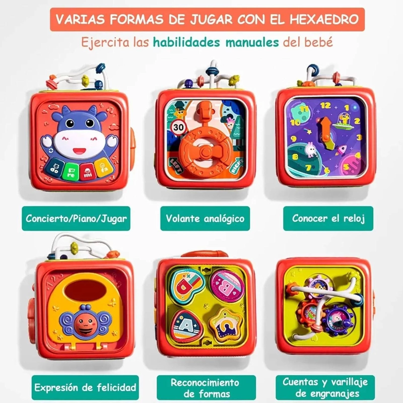 CUBO DIDACTICO 6 EN 1 JUGUETE MONTESSORI EDUCATIVO BEBE - 2