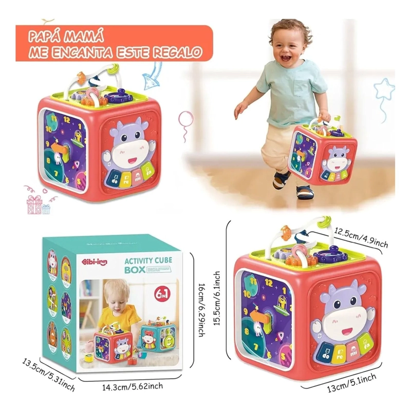 CUBO DIDACTICO 6 EN 1 JUGUETE MONTESSORI EDUCATIVO BEBE - 4