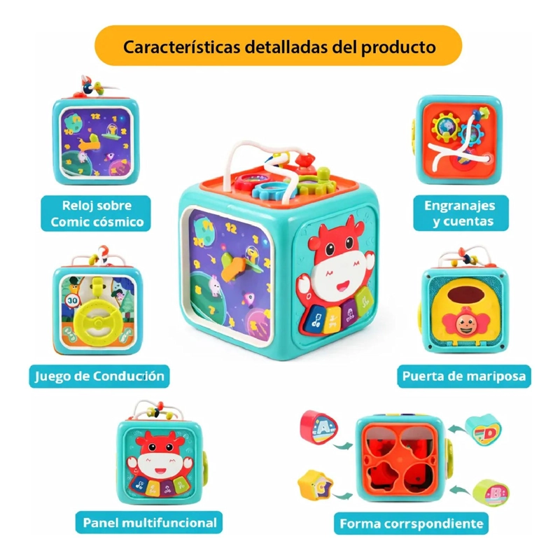 CUBO DIDACTICO 6 EN 1 JUGUETE MONTESSORI EDUCATIVO BEBE - 4