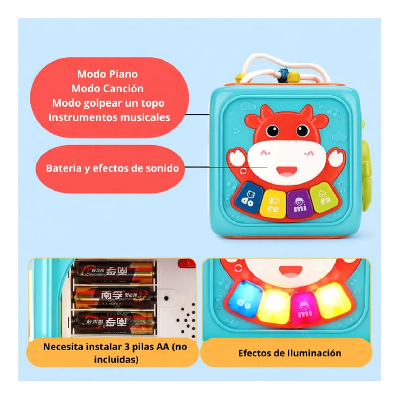CUBO DIDACTICO 6 EN 1 JUGUETE MONTESSORI EDUCATIVO BEBE - 5
