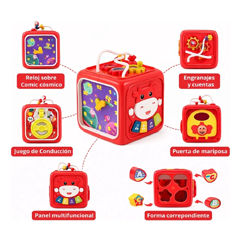 CUBO DIDACTICO 6 EN 1 JUGUETE MONTESSORI EDUCATIVO BEBE - 8