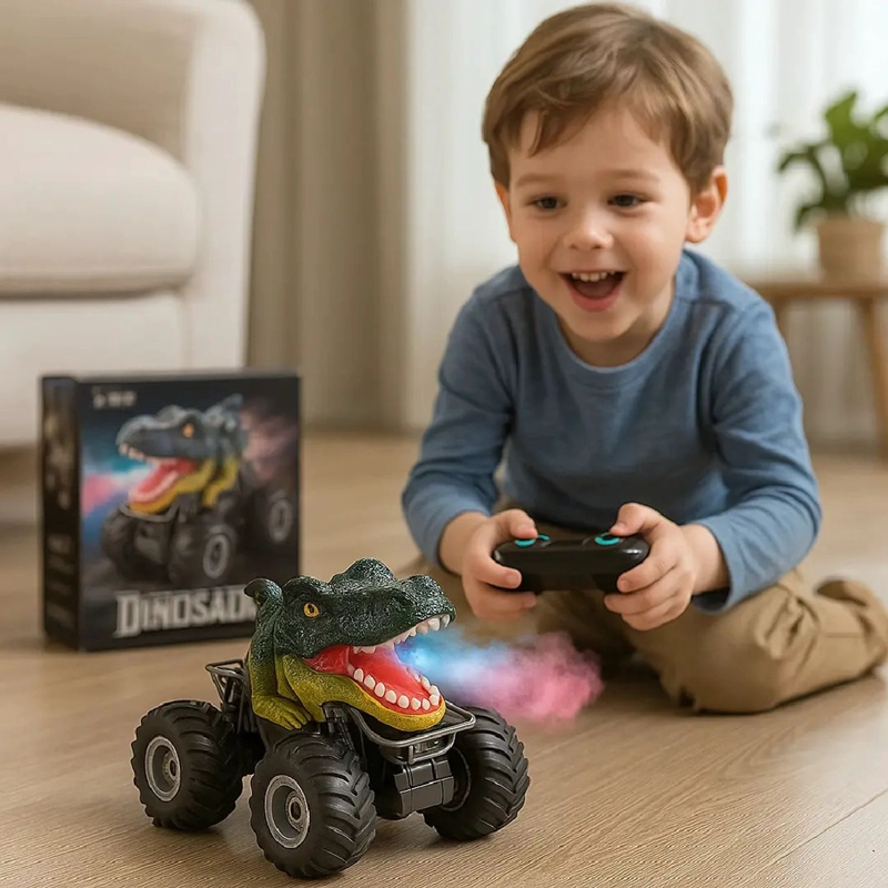 AUTO DINOSAURIO RECARGABLE CONTROL REMOTO VAPOR JUGUETE NIÑO - 3