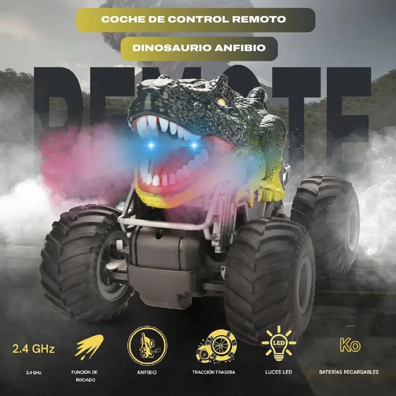 AUTO DINOSAURIO RECARGABLE CONTROL REMOTO VAPOR JUGUETE NIÑO - 4