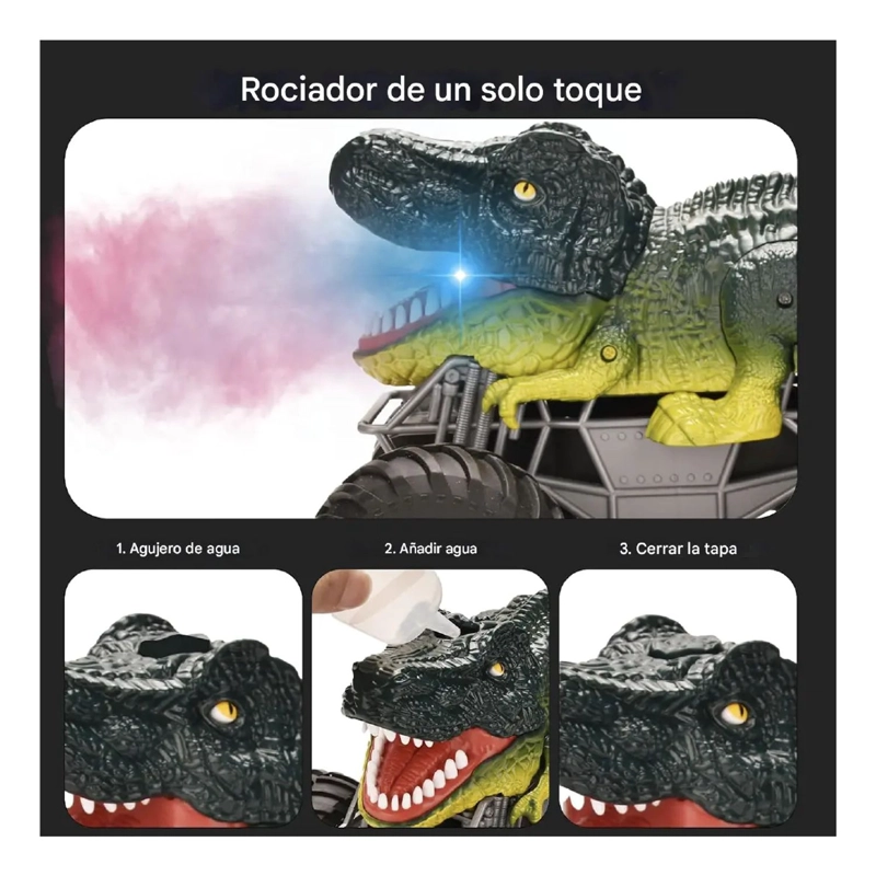 AUTO DINOSAURIO RECARGABLE CONTROL REMOTO VAPOR JUGUETE NIÑO - 5