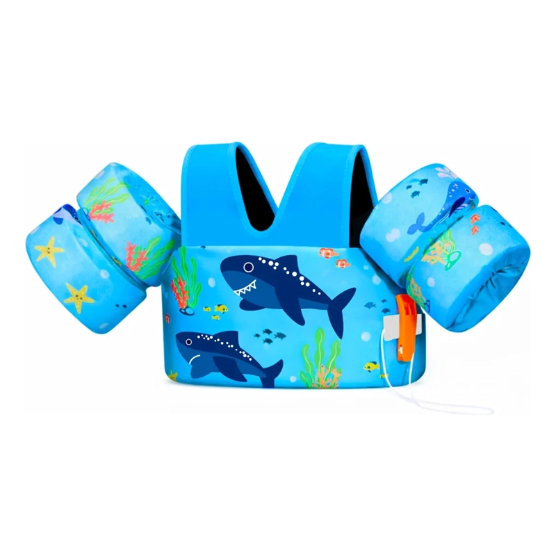 CHALECO FLOTADOR ALITAS TIBURON 2 A 6 AÑOS NIÑOS PISCINA - 1