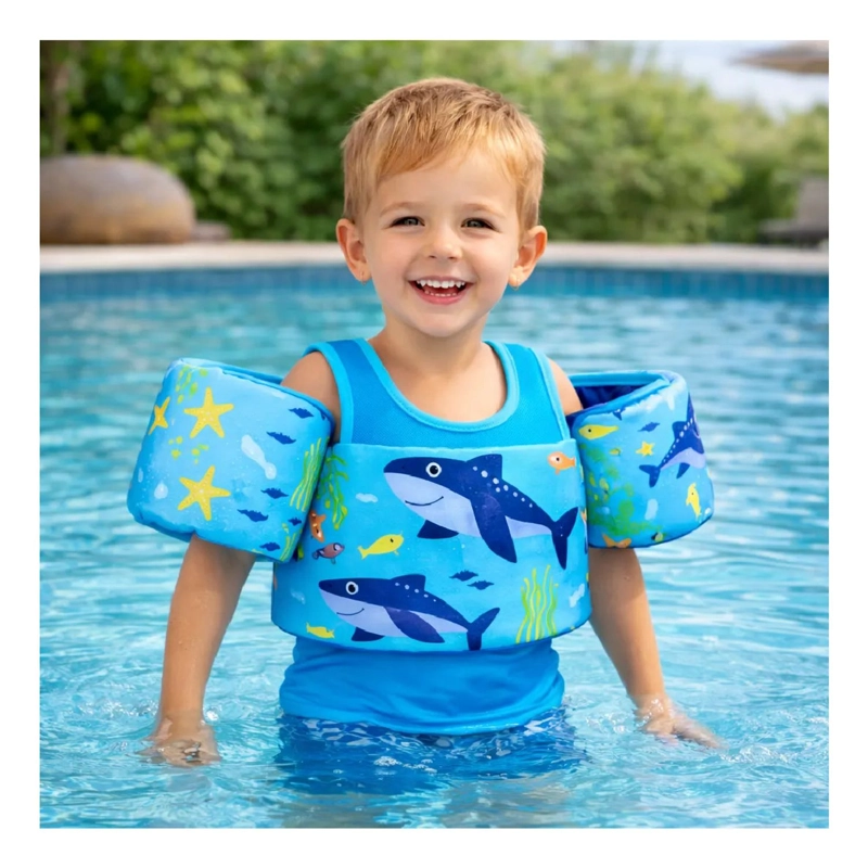 CHALECO FLOTADOR ALITAS TIBURON 2 A 6 AÑOS NIÑOS PISCINA - 2