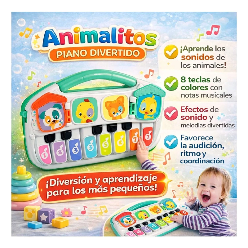 PIANO MUSICAL JUGUETE BEBE  ANIMALES SONIDOS BABY CLEMENTONI - 5