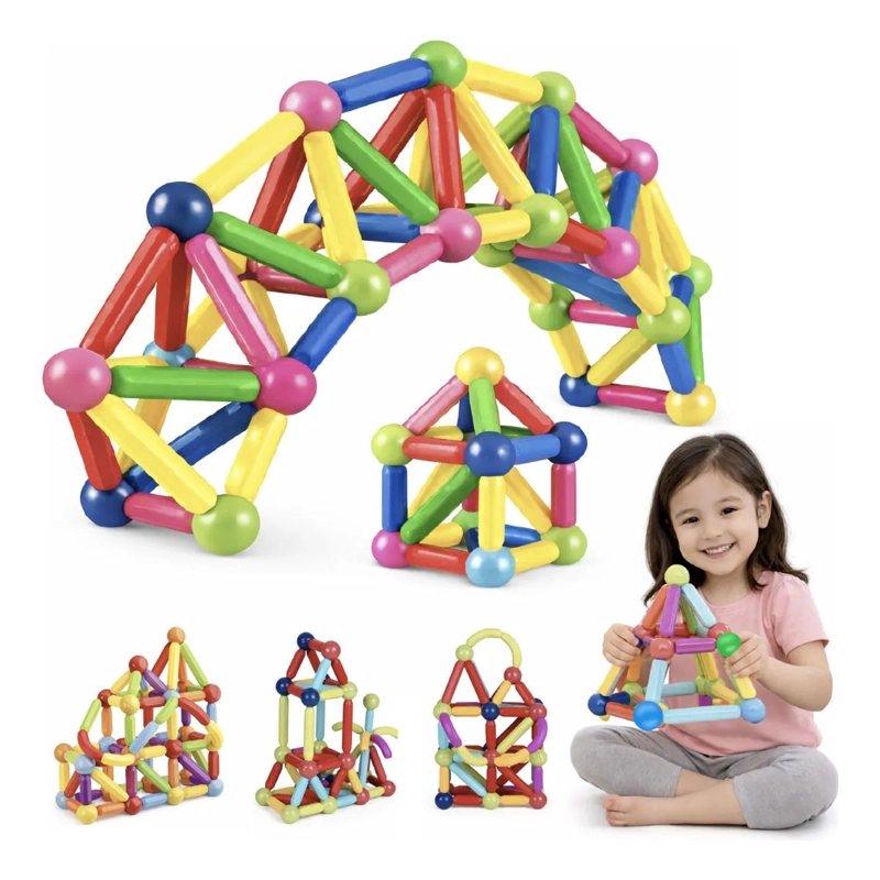 BLOQUES MAGNE TICOS STICKS CONSTRUCCION 136 PCS JUGUETE NIÑOS - 1