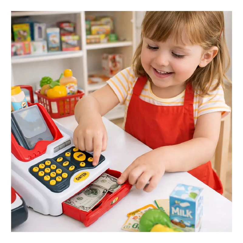 CAJA REGISTRADORA JUGUETE INFANTIL SUPERMERCADO 33 PCS NIÑOS - 2