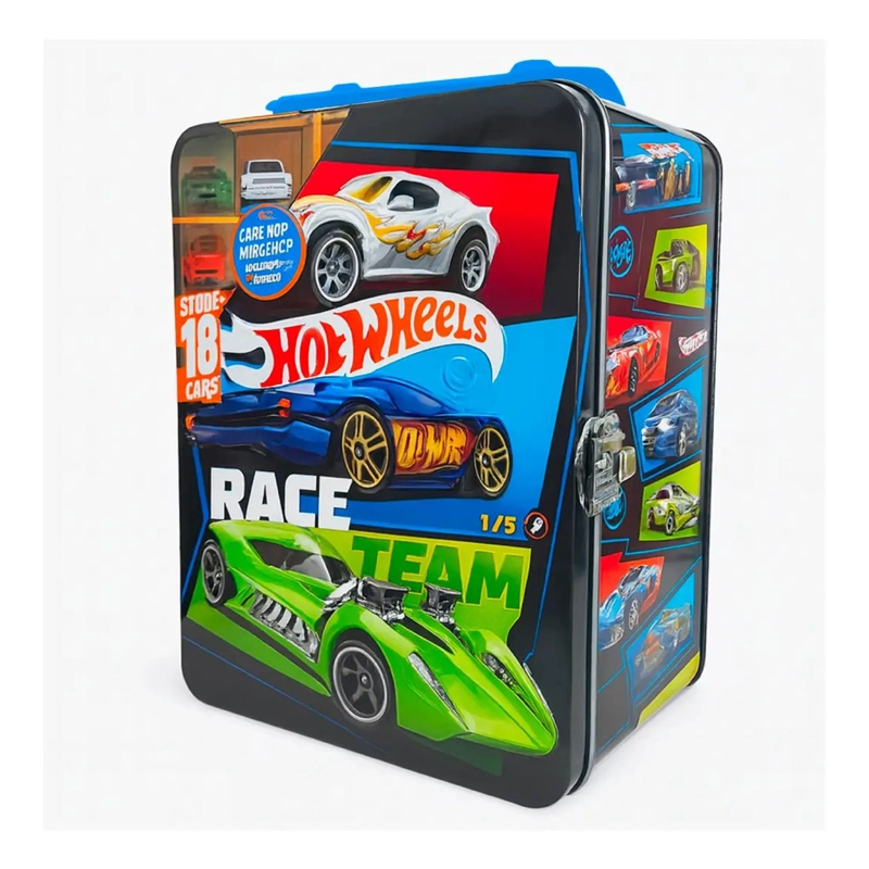 CAJA HOT WHEELS GUARDA 18 AUTOS ESTUCHE METALICO JUGUETE - 5