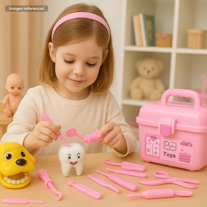 SET DOCTOR JUGUETE 75 PIEZAS ROSADO MALETIN ME DICO NIÑOS - 5