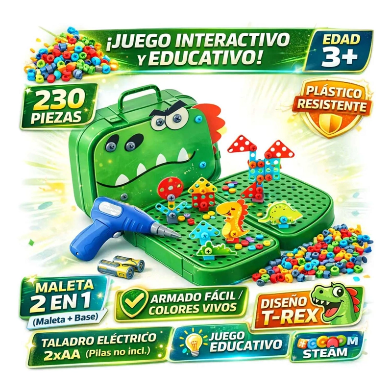 KIT DE HERRAMIENTAS 230PZS JUGUETE BLOQUES INFANTIL DE NIÑOS - 3