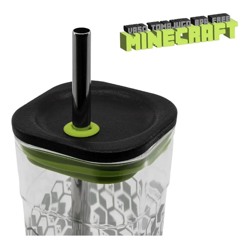 VASO MINECRAFT 660ML CON BOMBILLA ACERO INOXIDABLE BPA FREE - 5