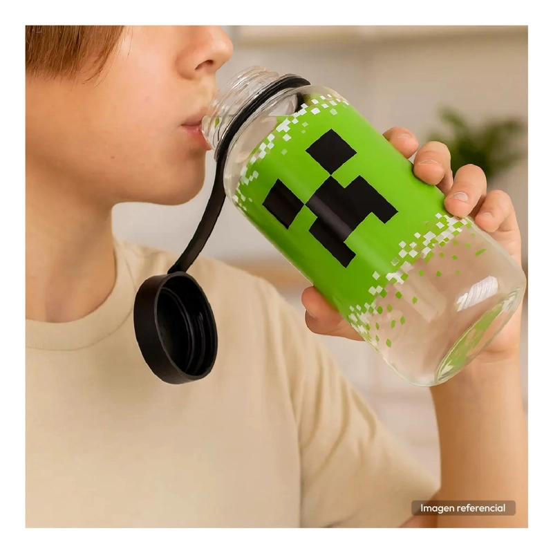 BOTELLA MINECRAFT 1100ML CREEPER BPA FREE PLASTICO NIÑOS - 4