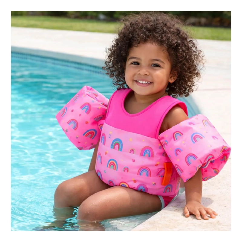 CHALECO FLOTADOR ALITAS ARCOIRIS 2 A 6 AÑOS NIÑAS PISCINA - 2