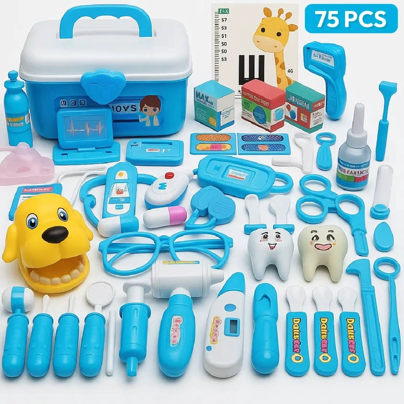 SET DOCTOR JUGUETE 75 PIEZAS AZUL MALETIN ME DICO JUEGO NIÑOS - 1