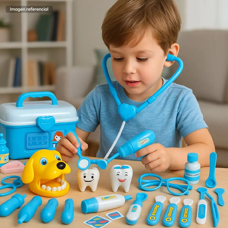SET DOCTOR JUGUETE 75 PIEZAS AZUL MALETIN ME DICO JUEGO NIÑOS - 3