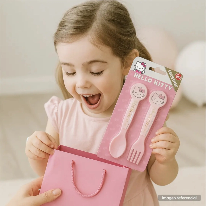 CUBIERTOS HELLO KITTY SET X2 ORIGINAL REUTILIZABLES NIÑOS - 4