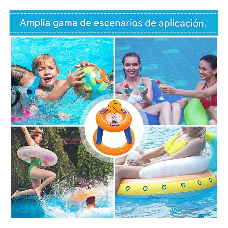 JUEGO INFLABLE ARO BASQUET PELOTA PISCINA NIÑOS - 3