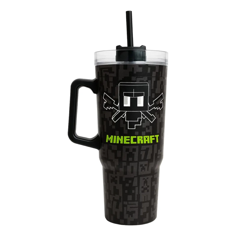 VASO TERMICO MINECRAFT 1100ML ACERO INOXIDABLE NEGRO - 1