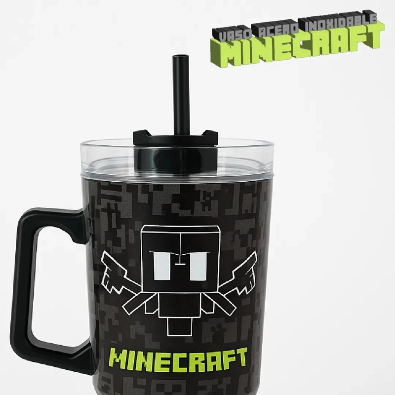 VASO TERMICO MINECRAFT 1100ML ACERO INOXIDABLE NEGRO - 5