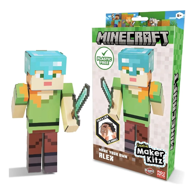 MINECRAFT ALEX FIGURA ARMABLE CARTON KIT ORIGINAL NIÑOS - 1