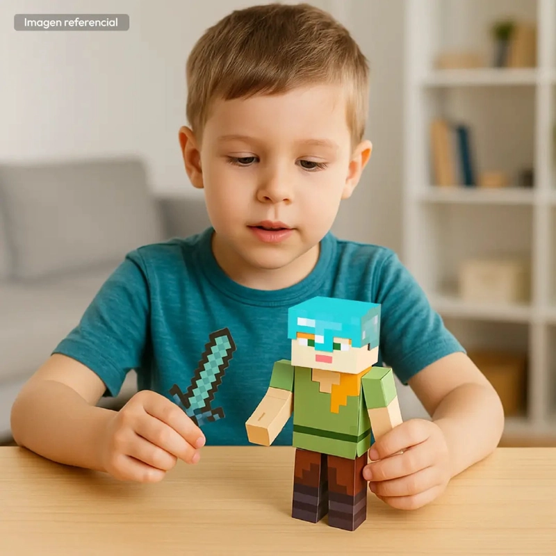 MINECRAFT ALEX FIGURA ARMABLE CARTON KIT ORIGINAL NIÑOS - 2