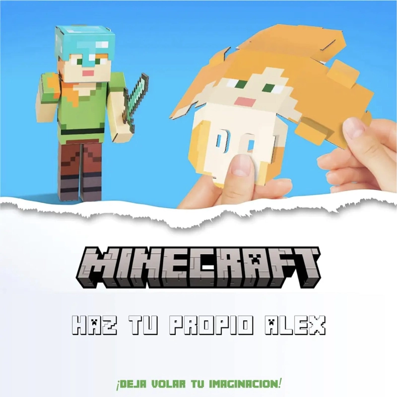 MINECRAFT ALEX FIGURA ARMABLE CARTON KIT ORIGINAL NIÑOS - 3